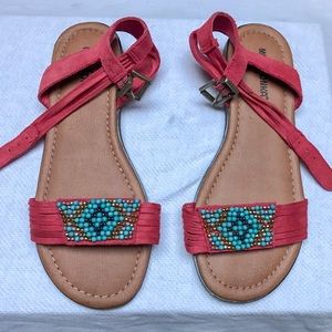 Minnetonka Beaded Leather Sandals